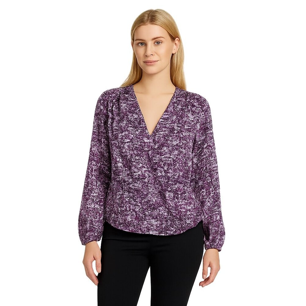 NWT White House Black Market Burnout Surplice Top 10 Wrap Purple Violet